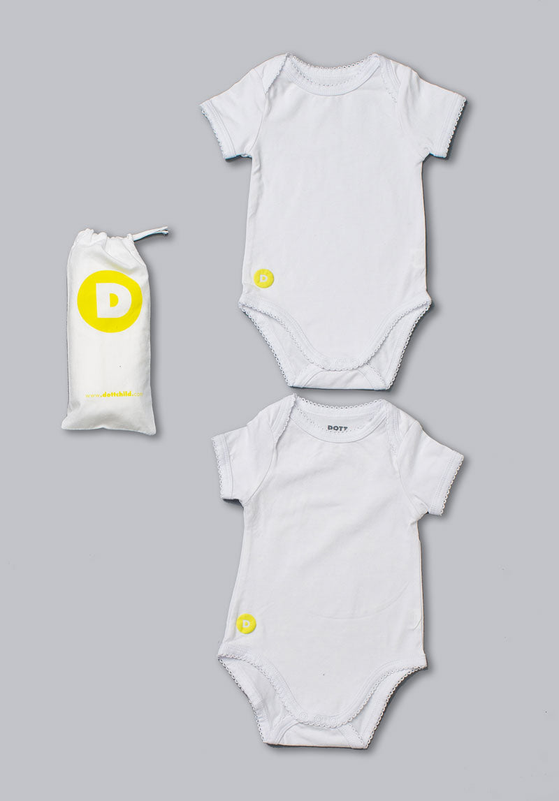 Baby Girl 2pc White Short Sleeve Onesie Set